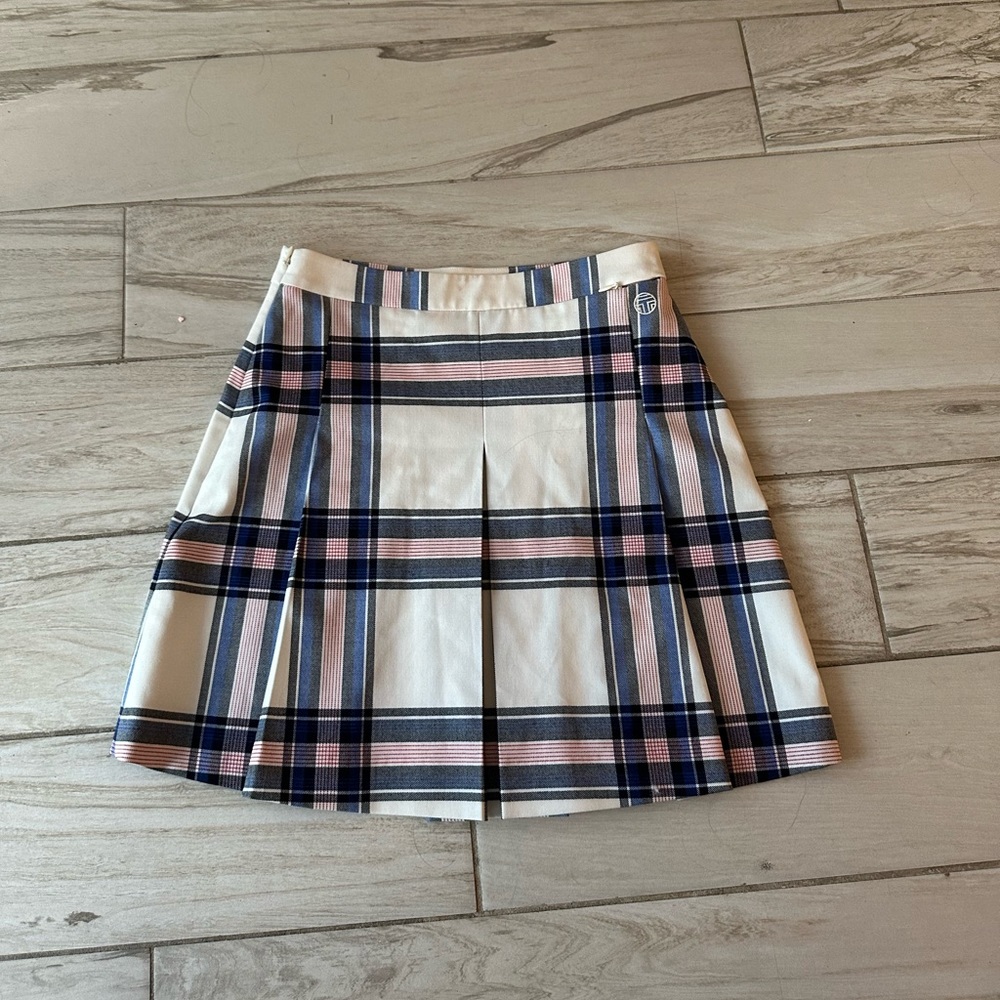 Tory Sport tennis golf skirt plaid pink blue white 0